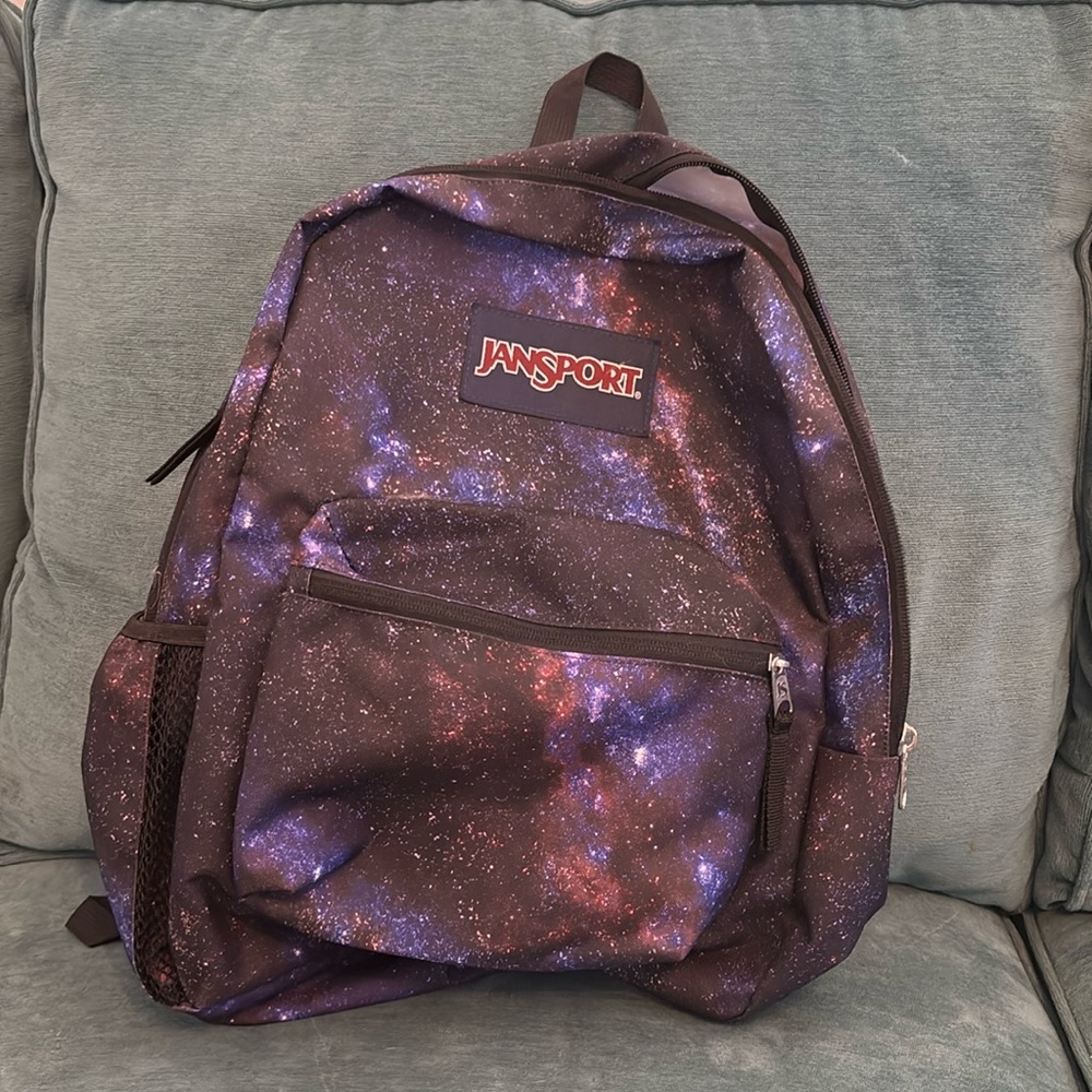 Jansport Galaxy Print Backpack - Black and Purple